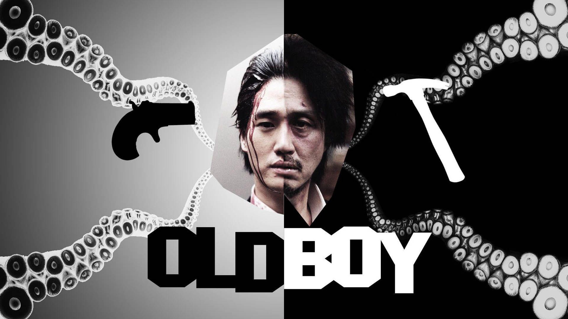 پوستر سیاه و سفید فیلم oldboy